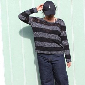 H&M Striped Black/Grey Sweater | Large